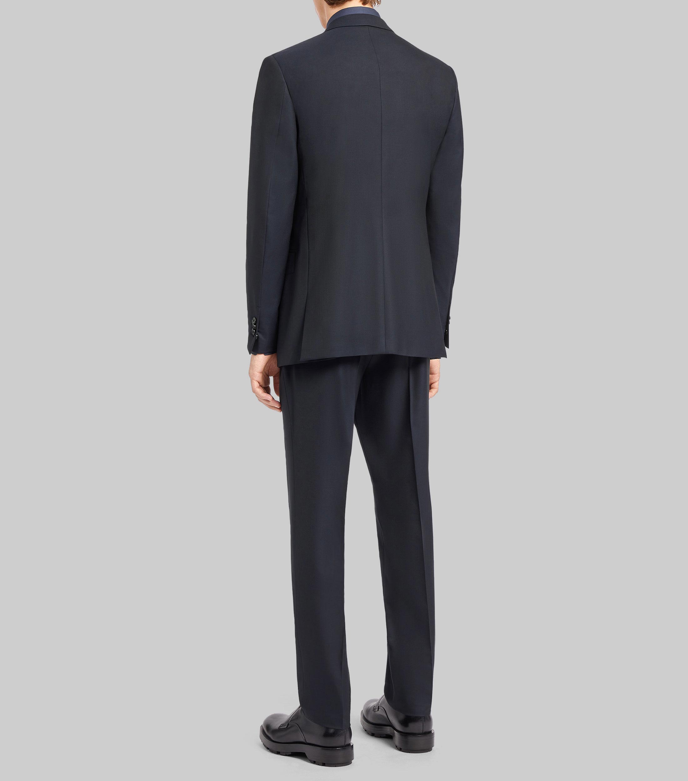 Traje de lana corte regular sólido Hombre